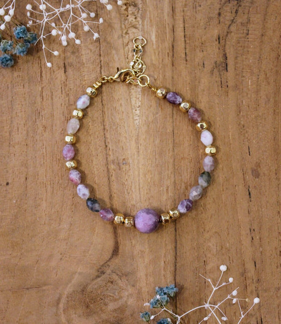 bijou femme bracelet doré femme saphir et tourmaline