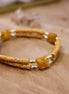 bracelet elastique pierres de lave jaune ocre et citrine