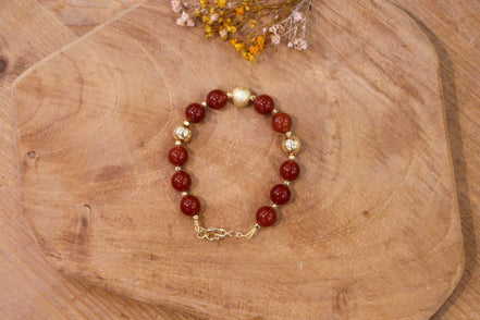 bracelet femme doré cornaline