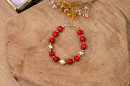 Idée cadeau bijou femme bracelet femme doré rouge