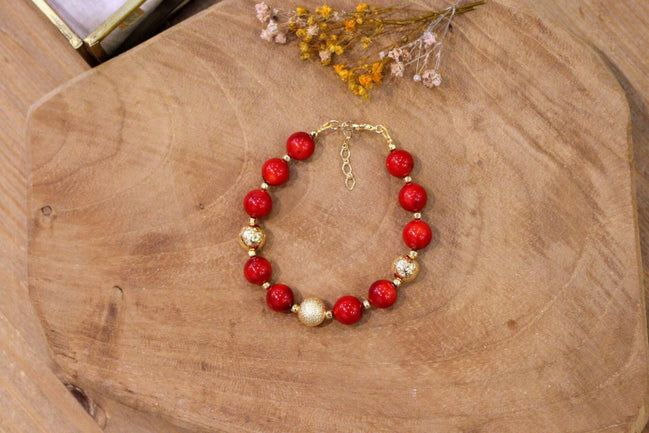 Idée cadeau bijou femme bracelet femme doré rouge