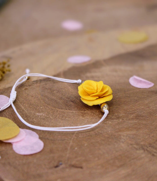 bracelet fleur porcelaine froide jaune