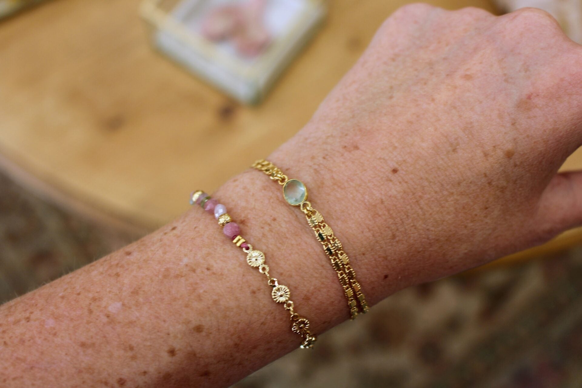 Bracelet CROISÉE DES CHEMINS-phrénite épidote (nlle couleur)