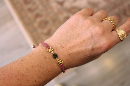 bracelet maya rose cordon réglable et tourmaline
