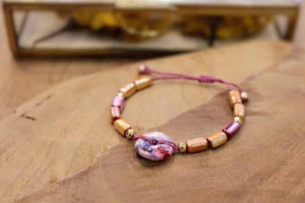 Bracelet réglable ORIGINE HELLENIQUE rose & orange