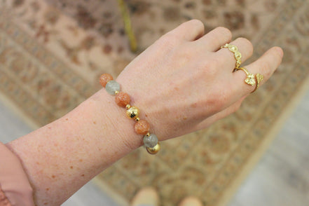 Bracelet doré bracelet pierre de soleil femme doré