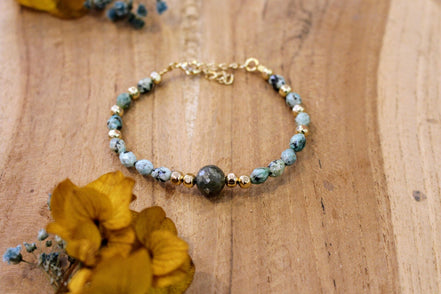 bracelet pierres naturelles jaspe africain et saphir