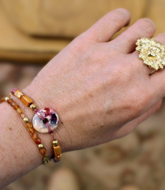 Bracelet réglable ORIGINE HELLENIQUE rose & orange
