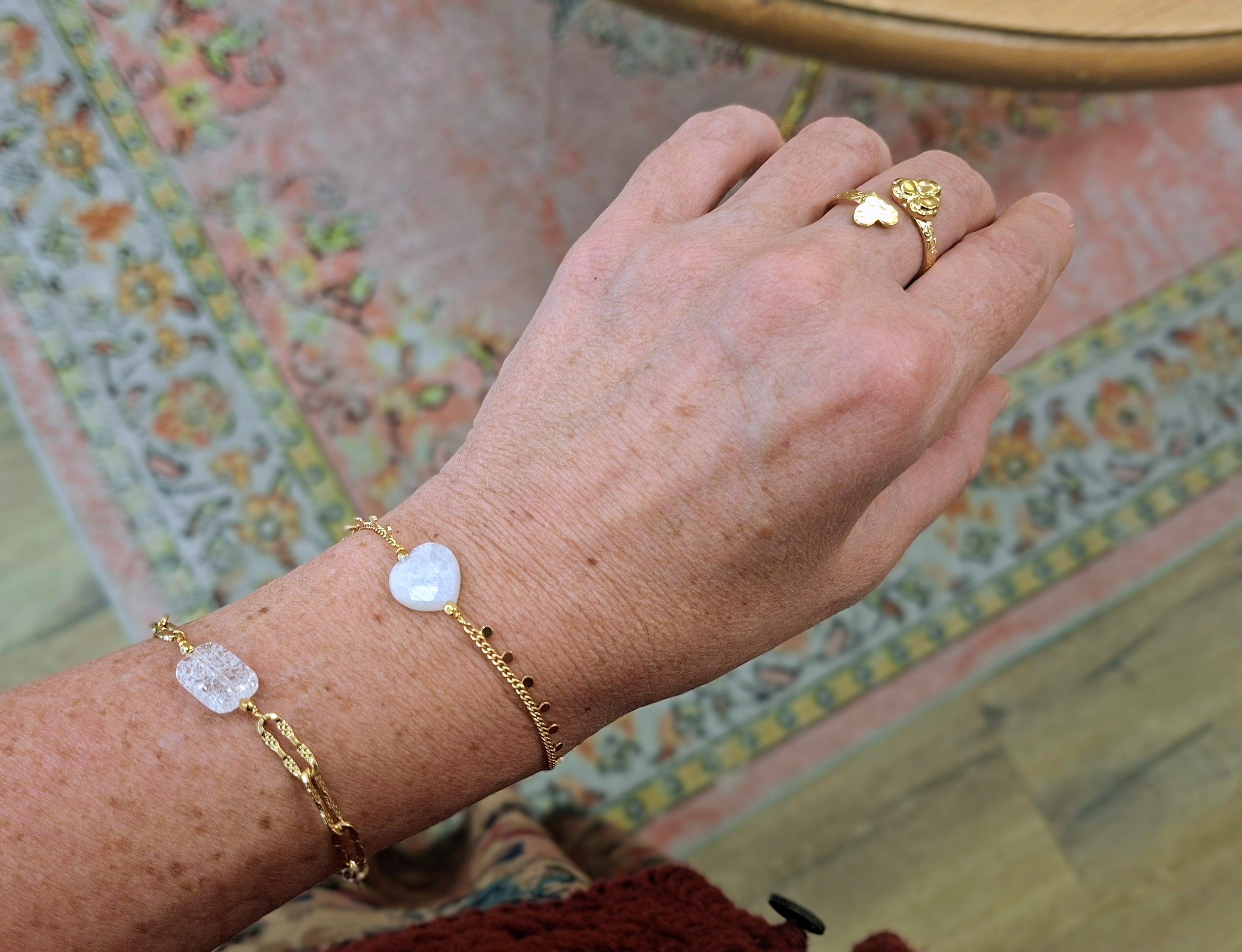 Bracelet INFINI doré - pierre de lune