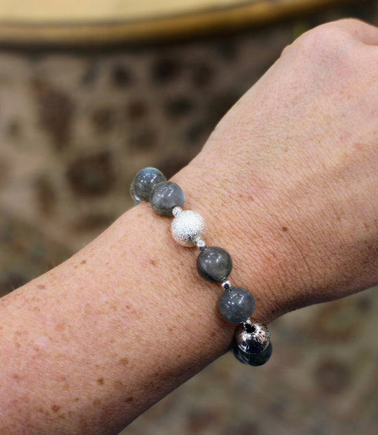Bracelet NAMASTE labradorite argenté