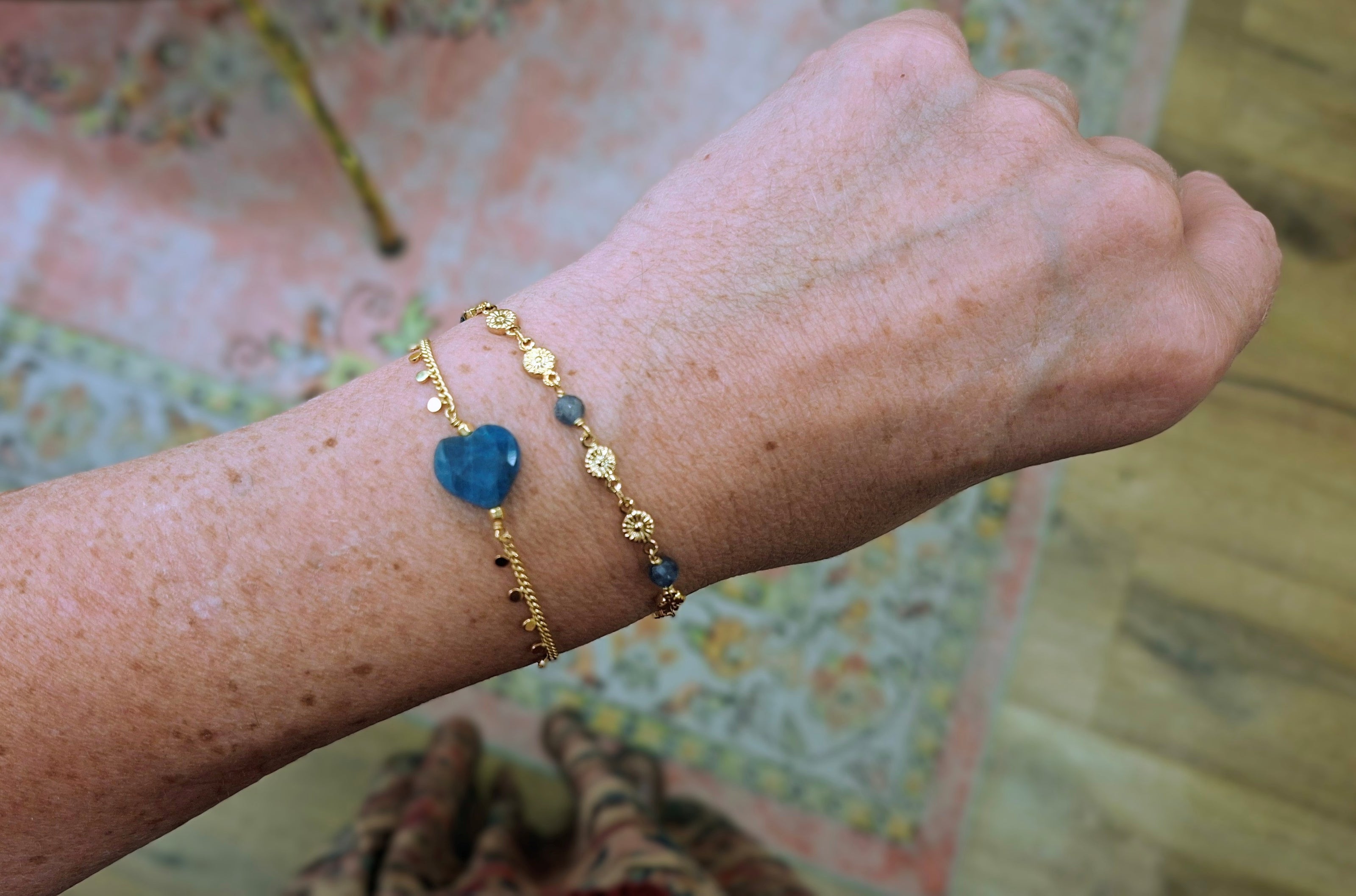 bracelet INFINI doré - apatite