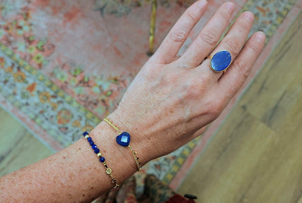 Bracelet INFINI doré - lapis lazuli