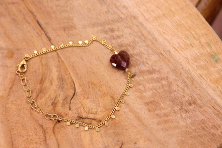 Bracelet INFINI doré - quartz fraise