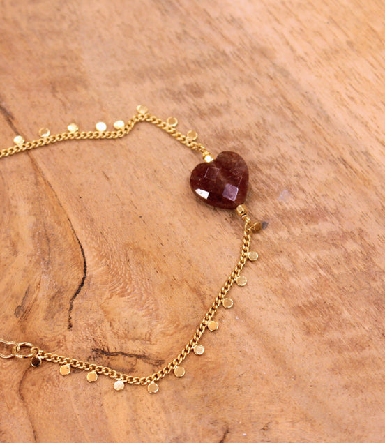 Bracelet INFINI doré - quartz fraise