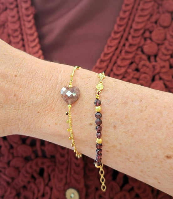 Bracelet INFINI doré - quartz fraise