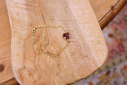 Bracelet INFINI doré - quartz fraise