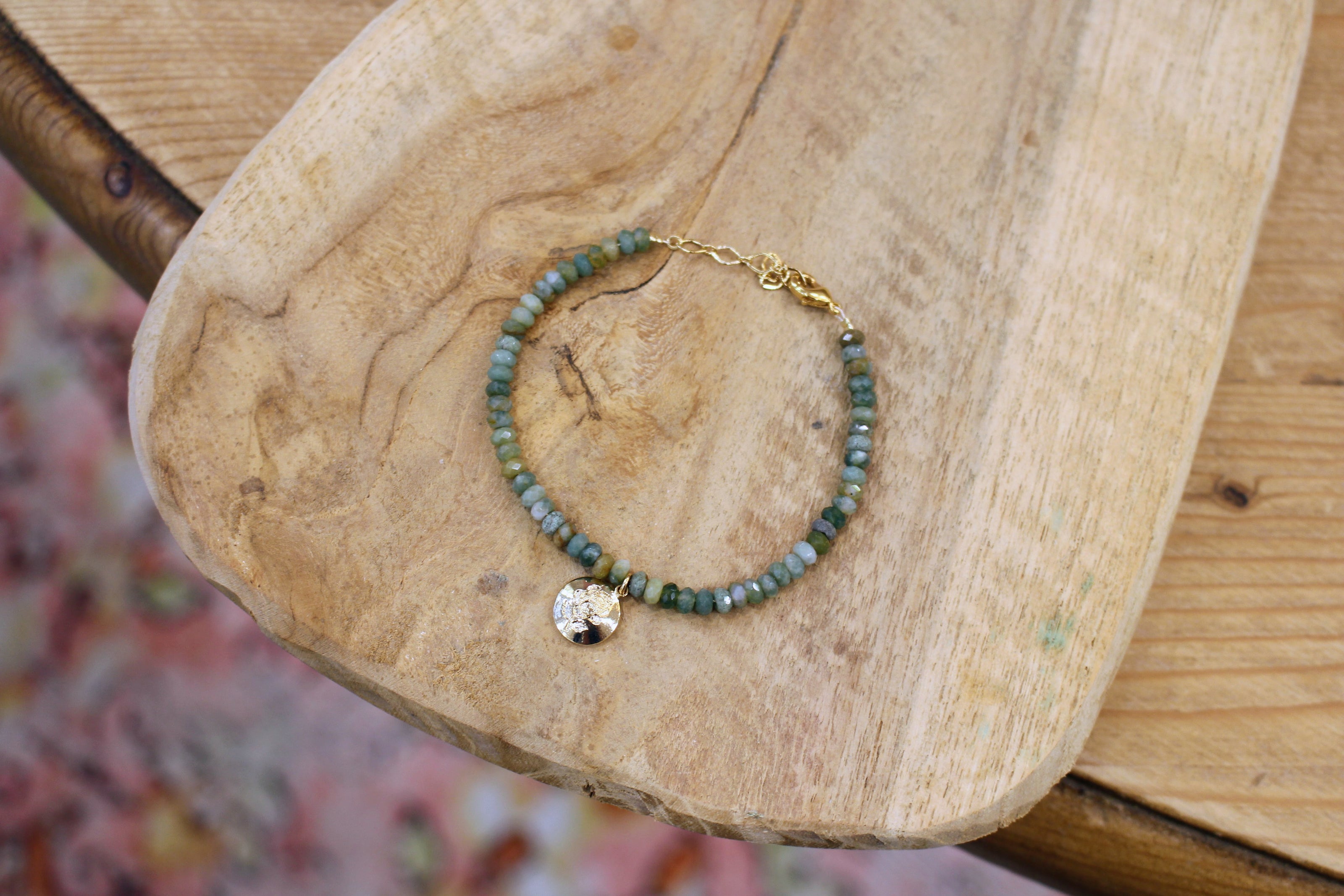 Bracelet JARDIN MYSTERIEUX doré - agate indienne