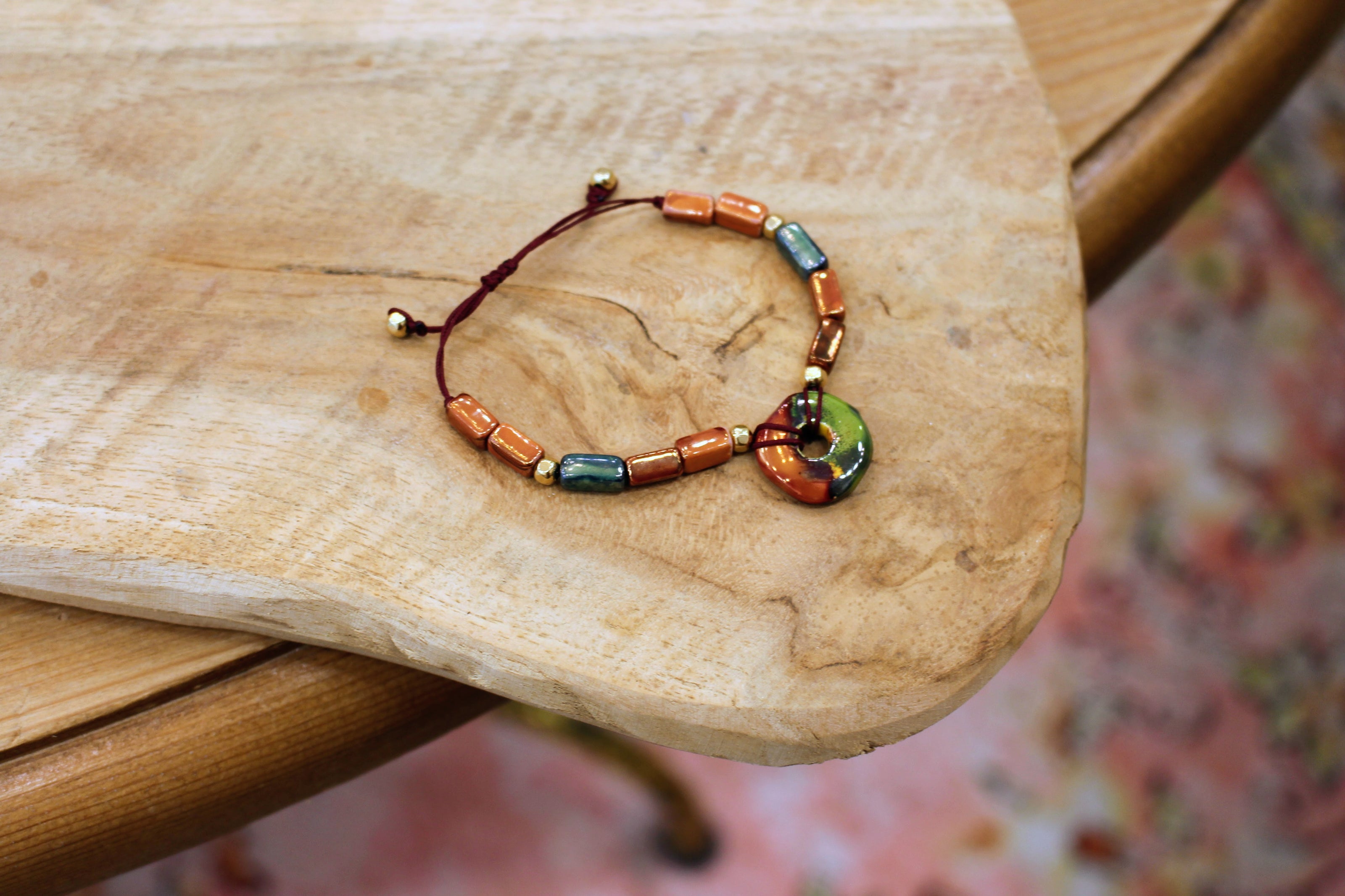 Bracelet ORIGINE HELLENIQUE terre fauve rouille et vert