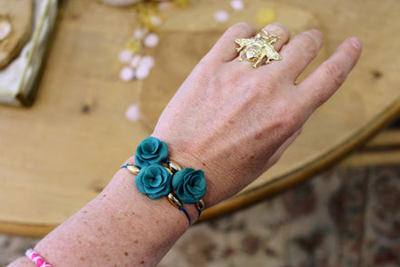 Bracelet FLEURETTE bleu canard