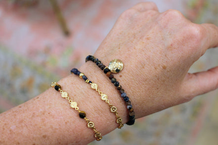 Bracelet JARDIN MYSTERIEUX doré - pietersite