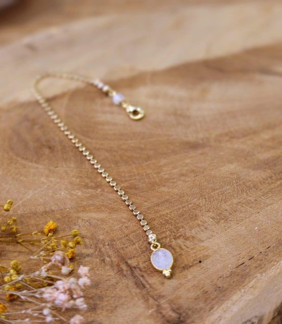 chaine de dos amovible courte pour le dos de la mariée pierre de lune blanche