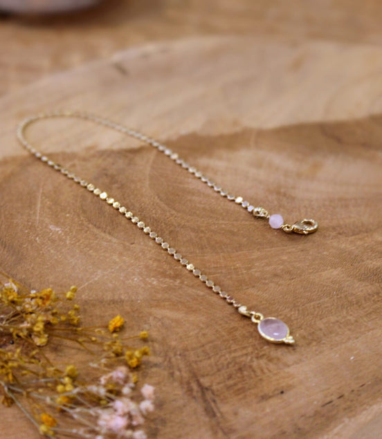 chaine de dos amovible longue élégance quartz rose bijou pour la mariée
