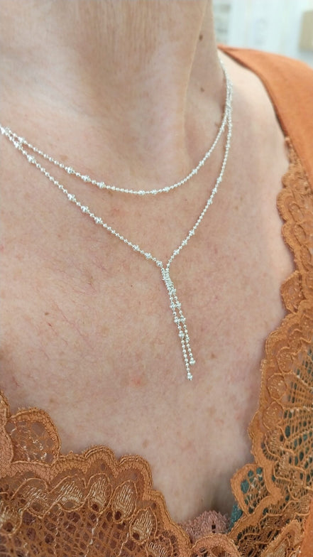 Idée cadeau femme bijou collier argenté double rang PURE