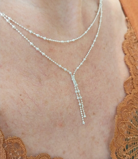 Idée cadeau femme bijou collier argenté double rang PURE