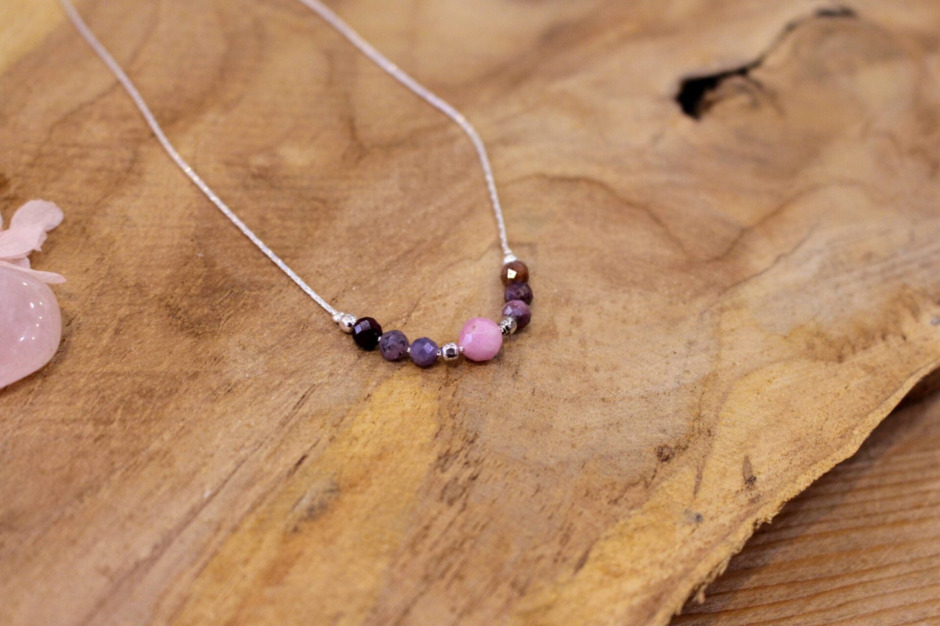 Collier  POÉTIQUE argenté / saphirs