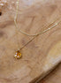 collier deux rangs doré quartz teinté orange idée cadeau bijou haute fantaisie