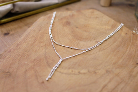 Idée cadeau bijou femme collier double rang argenté
