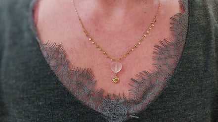 collier femme pendentif en pierre naturelle quartz rose