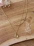 collier doré inspiration double rang pendentif citrine