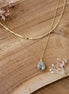 collier doré double rang pendentif phrénite épidote