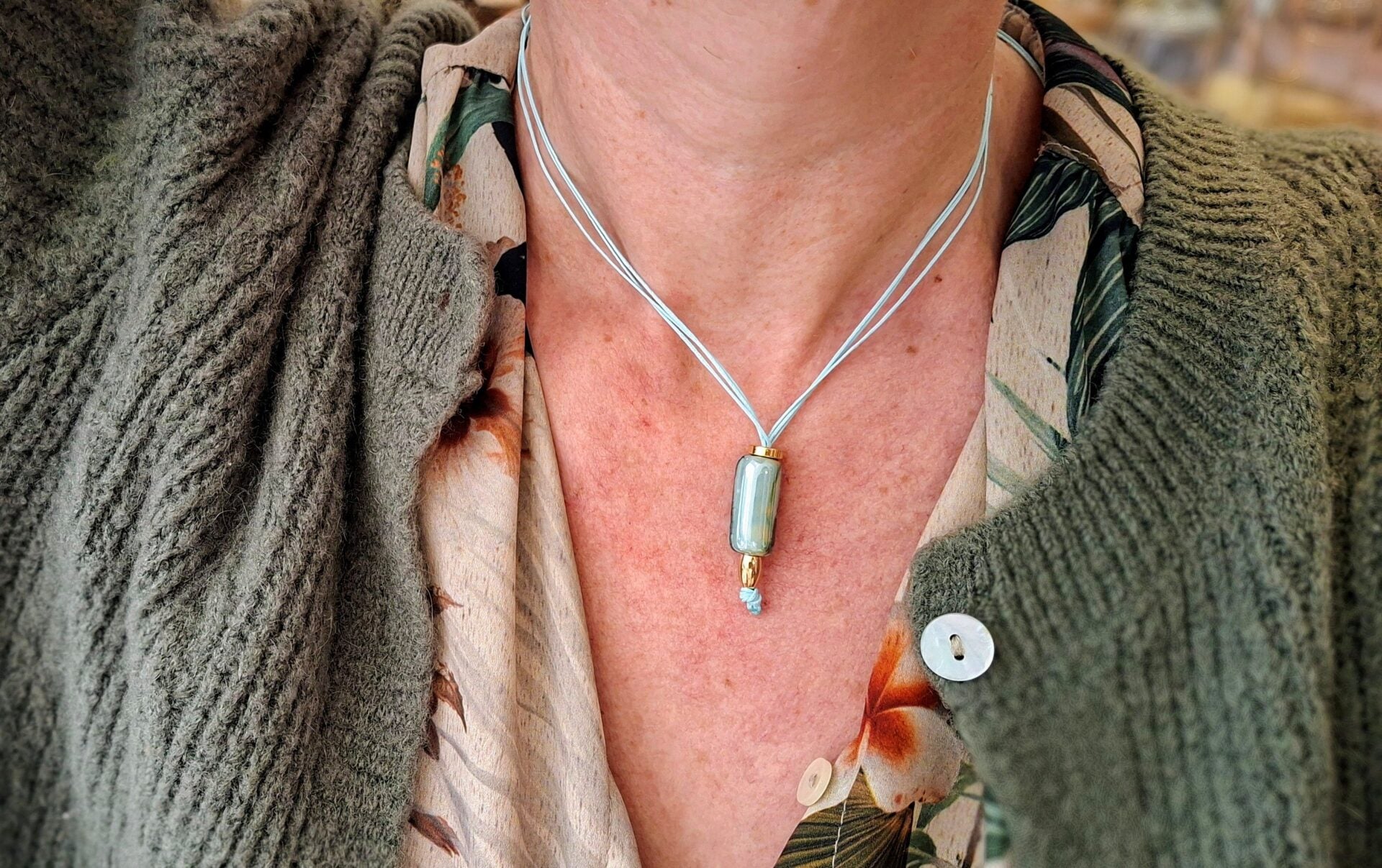 Collier TERRE D'AZUR bleu gris