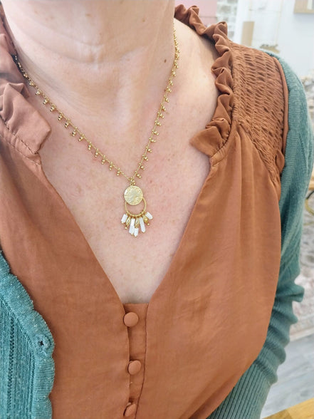 Collier SUNSET doré et nacre