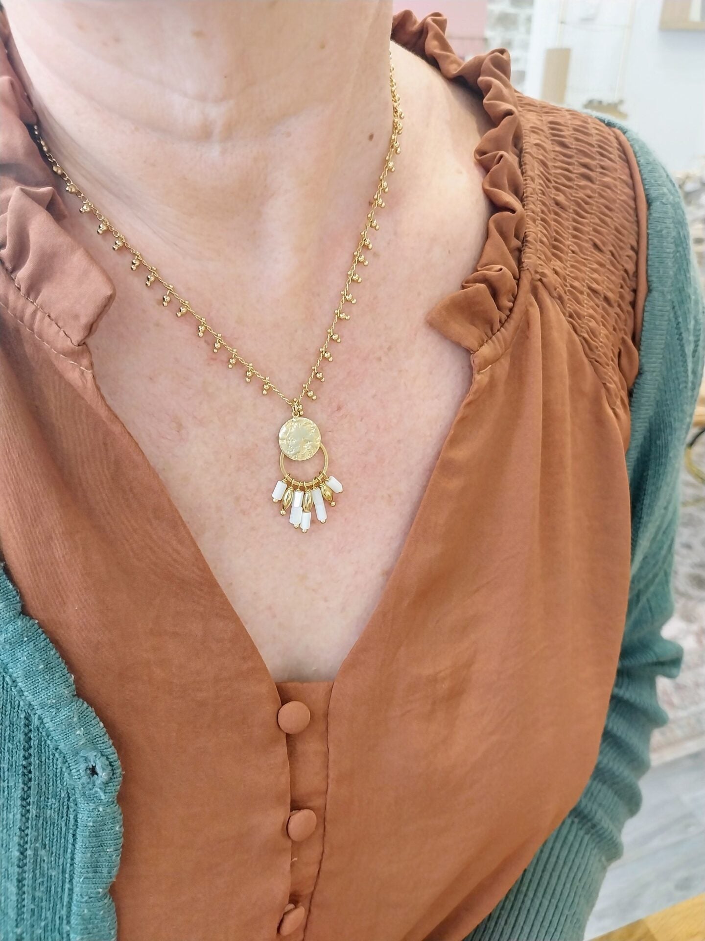 Collier SUNSET doré et nacre