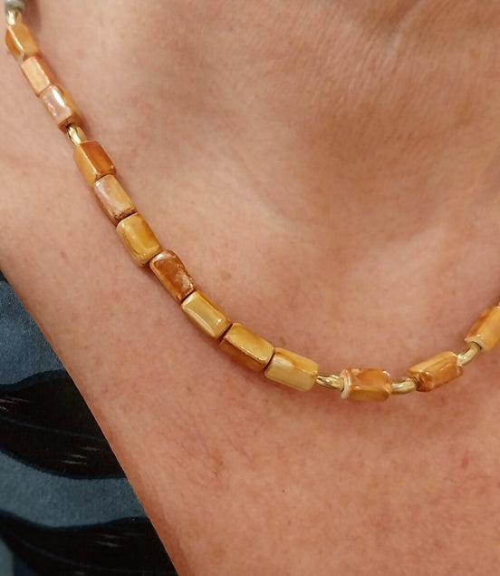 Collier ORIGINE HELLENIQUE orange et bleu