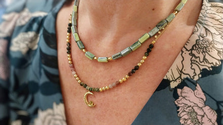 Collier ORIGINE HELLENIQUE rose et vert
