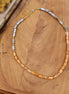 collier ras du cou céramique bleu gris et orange