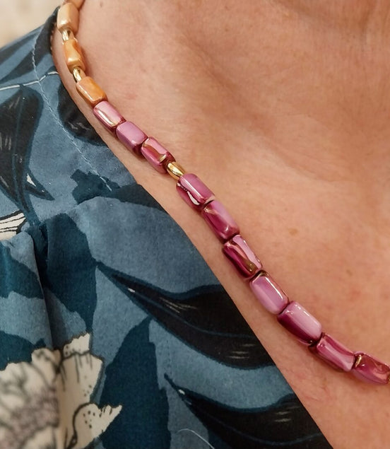 Collier ORIGINE HELLENIQUE orange et rose