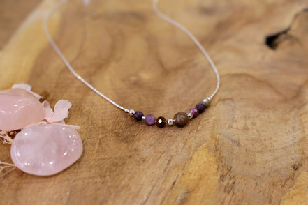 Collier  POÉTIQUE argenté / saphirs