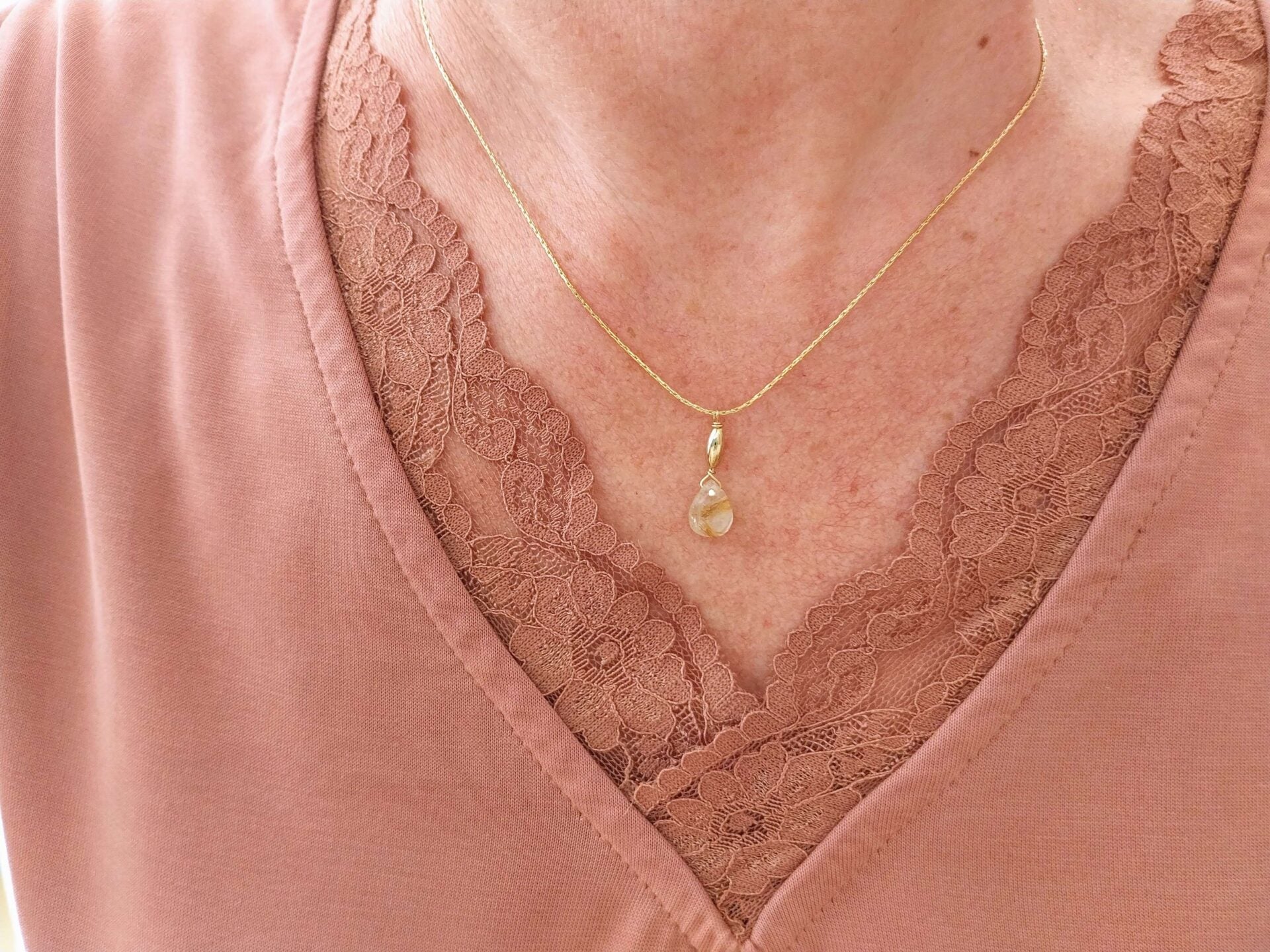 collier simplicité quartz rutile