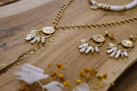 Collier SUNSET doré et nacre