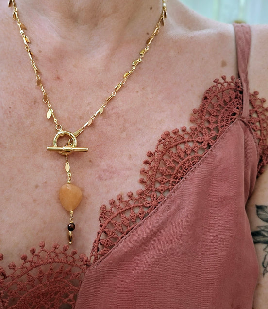 collier QUIÉTUDE cornaline- oeil de taureau