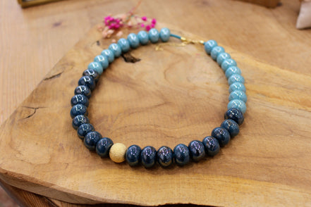 Collier GAÏA SUCREE bleu clair et bleu nuit
