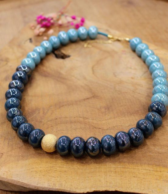Collier GAÏA SUCREE bleu clair et bleu nuit