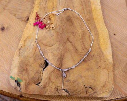 Collier NOCTIS argenté et quartz herkimer