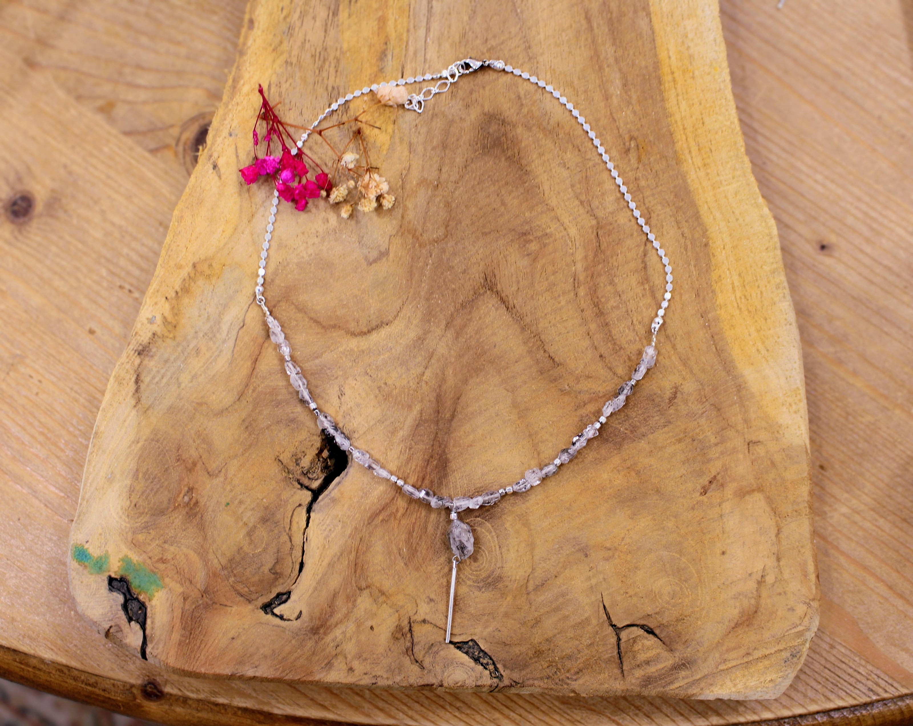 Collier NOCTIS argenté et quartz herkimer