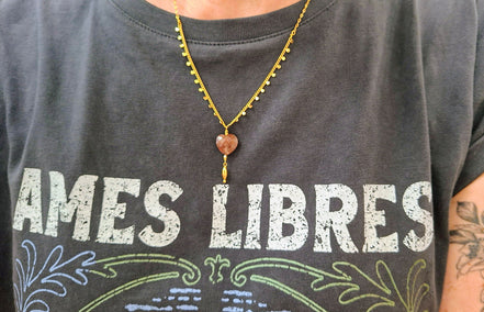 Collier INFINI doré - quartz fraise